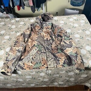 Mens L Vintage Cabela's Advantage Camo Dry Plus Hooded Jacket USA Made